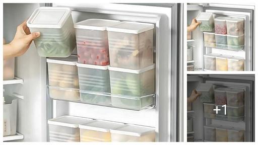 Fridge Storage Boxes (Pack of 6) Freezer & Refrigerator Organizer Containers Kitchen Storage Container Set Kitchen Accessories Items for Home 800 ml Food Storage Box, Plastic, White