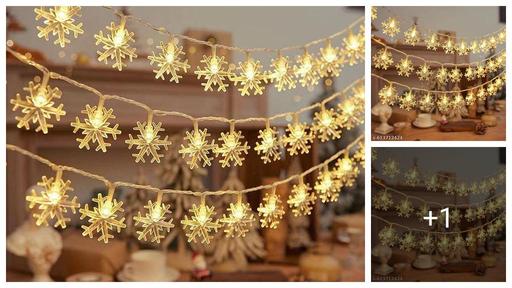Snowflake String Fairy Lights – 14 LED, 3 Meter, Warm White, Waterproof Extendable Decorative Lights for Christmas, Home, Garden, Wedding, Party, Indoor & Outdoor Decoration (Pack of 1)