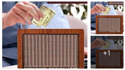 Wooden Moneey Piggy Bank, Moneey Saving Boxx, Gullak with Savings Chart, 120000 Rupeess Goal Tracker, Cash Collection Bank for Kids and Adults DS-04