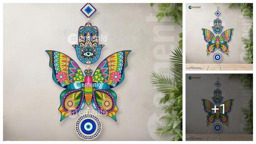 New Trending Wooden Butterfly Evil Eye Hanging for House/Positive Vibes/Hamsa Hand/House Door Entrance/Offices/Decoration/Peace Charm