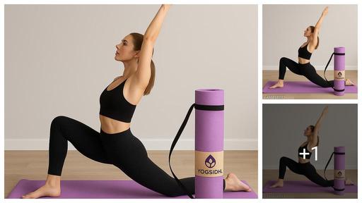 5mm Purple Yoga Mat for Women and Men ,  for gym workout & yoga exercise , easy to carry with free carry strap